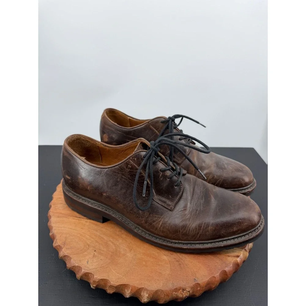 Frye James Lug Oxford Shoes Mens 11 D Dark Brown Leather Distressed Derby